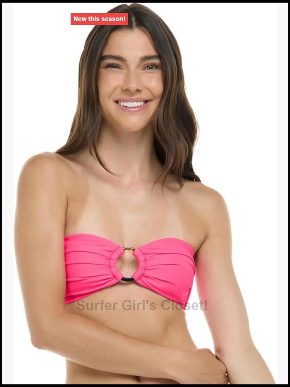 Women's Smoothies Solid Bandeau Bikini Top with Sash-Tie Back Removable Soft